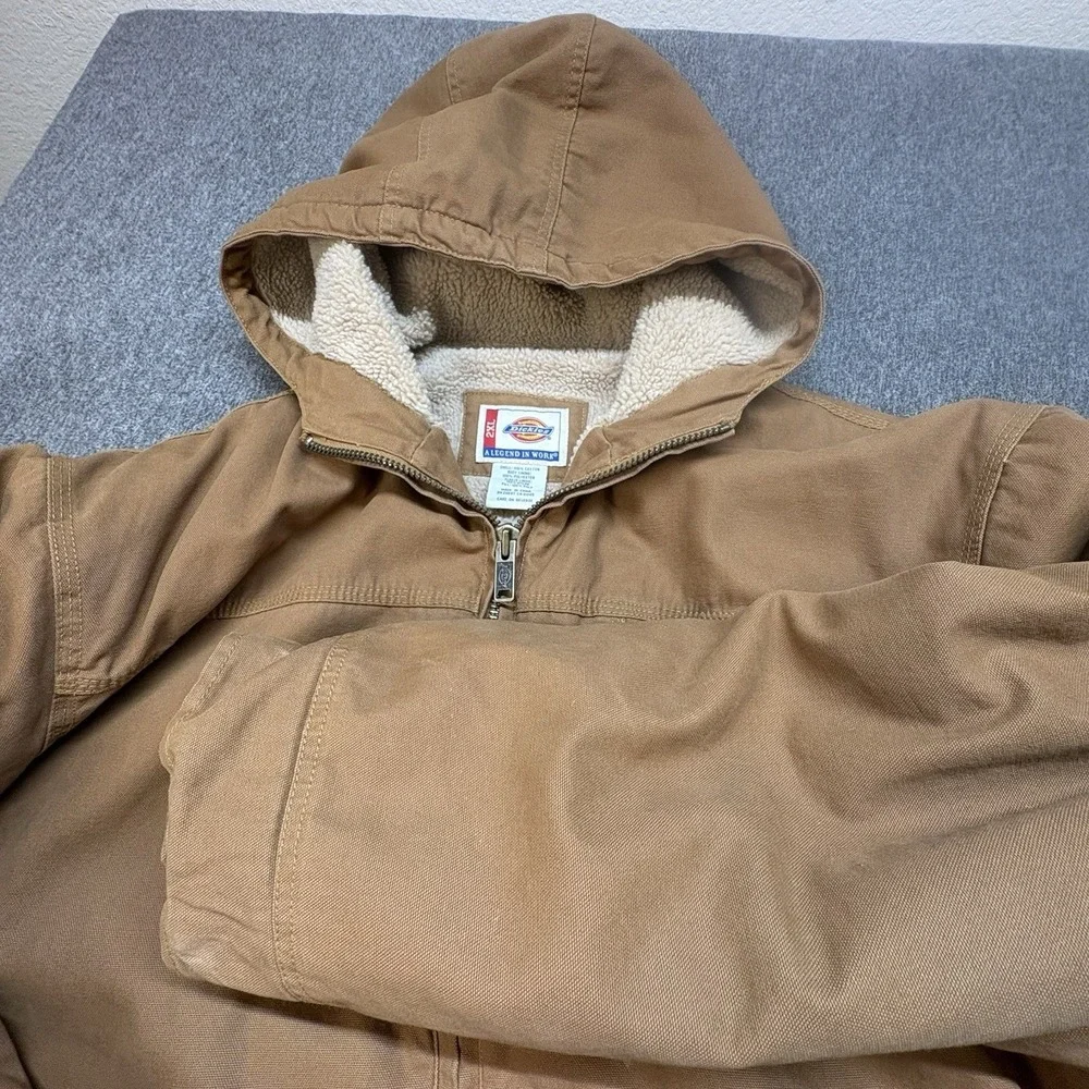 Vintage Dickies Hooded Jacket Men's 2XL Brown Duck Canvas Workwear Chore Detroit